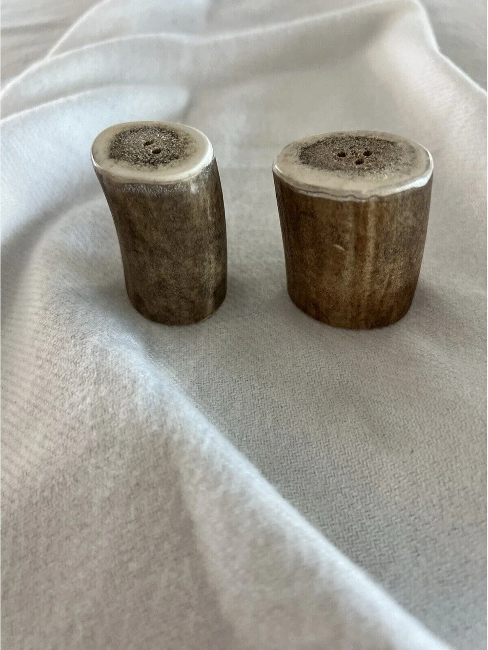 Vintage Elk Antler Bone  Salt and Pepper Shakers Unique Kit